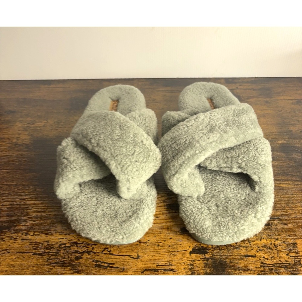 Olukai Hila Heu Wool Shearling Slippers Womens Sz 11 Muted Green Cozy Comfort - Picture 4 of 9